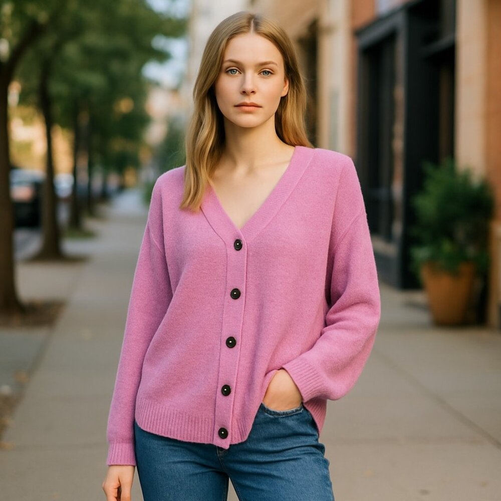 NWT RUBY MOON. COTTON SLOUCHY BOXY DROP SHOULDER CARDIGAN SWEATER Oversize